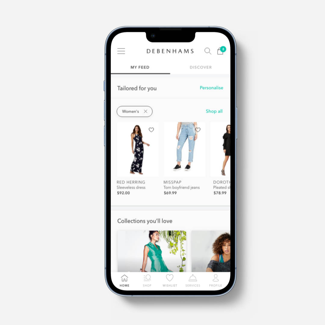 Image of the Debenhams App Home Page